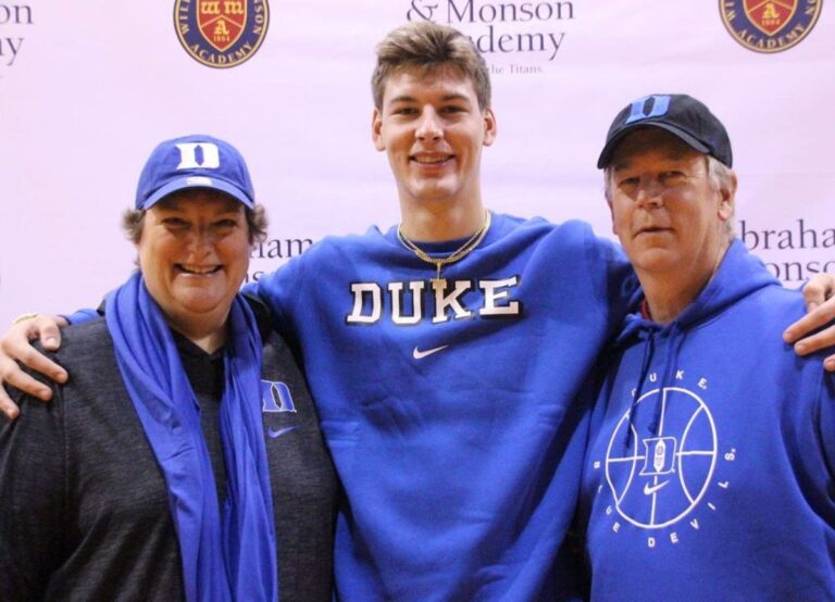Kyle Filipowski Pictured With His Parents, Rebecca And David After He Committed To Duke In 2021