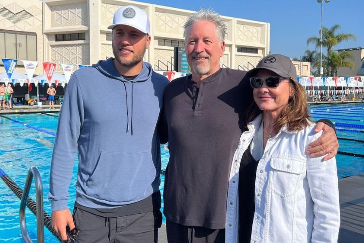 Matthew Stafford Pictured With His Parents, John, And Margaret Stafford Earlier This Year In April