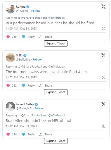 NFL Fans Not Happy With Brad Allen's Referring 