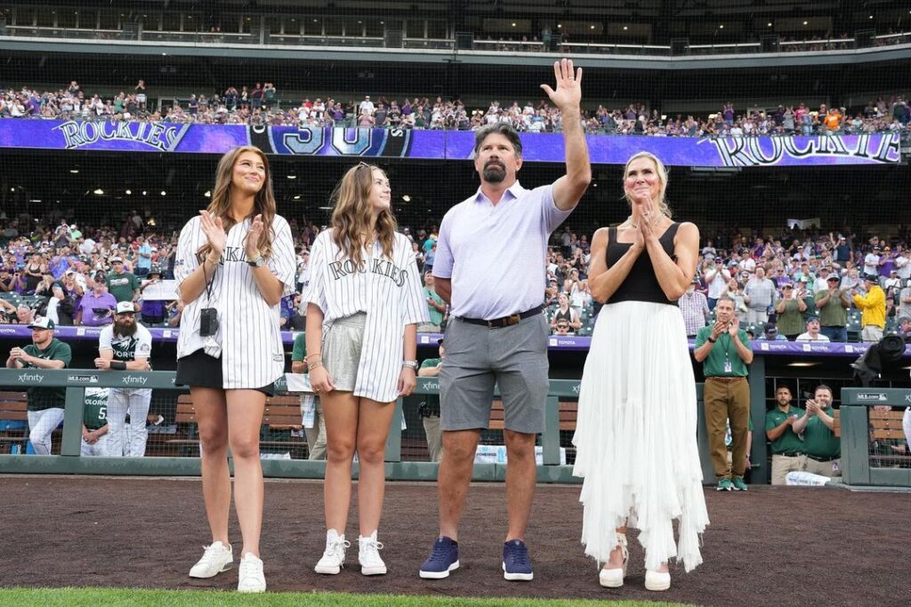 Todd Helton With His Wife Christy Helton And Daughter Tierney Faith Helton And Gentry Grace Helton