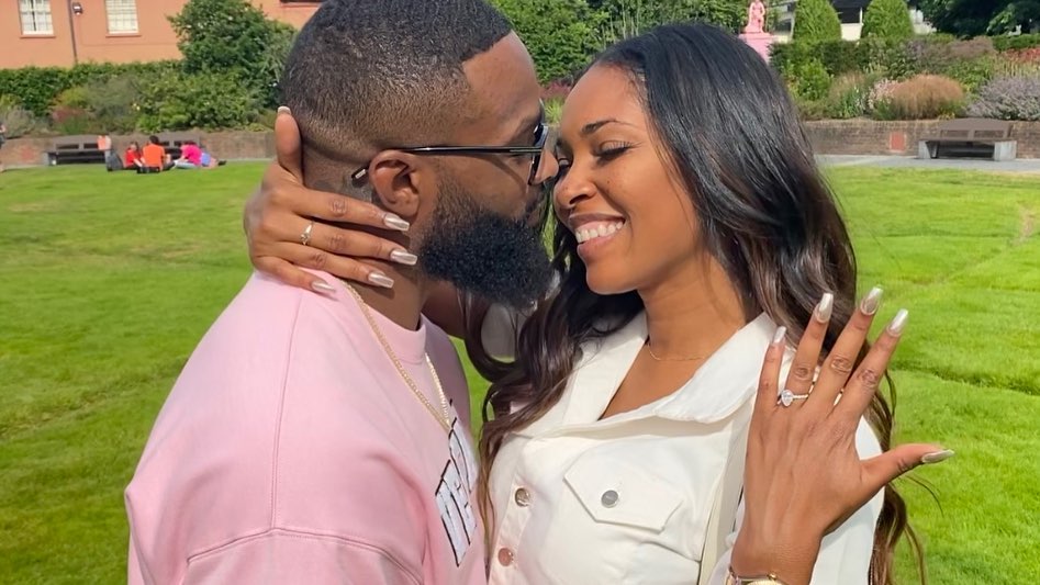 Tyron Woodley WIth His Recently Engaged Fiance Kia Woodley