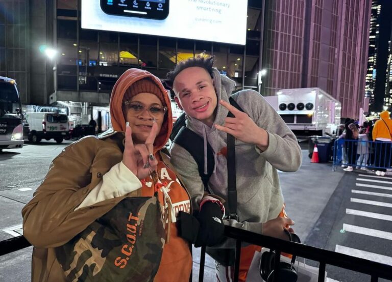 The Texas Player Chendall Weaver Pictured With His Mother, Shonda Perkins After The Game