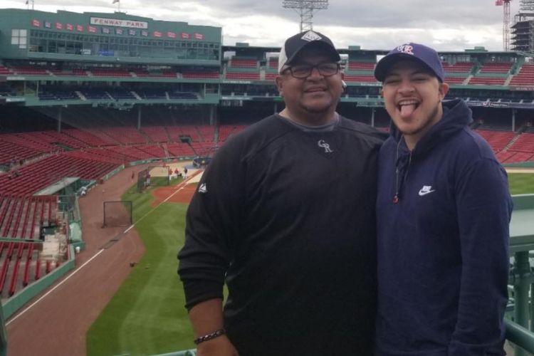 Gerrard Flores Pictured With His Son Tristin Flores At The Fenway Park
