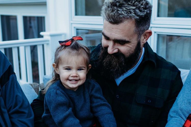 The Eagles' Center Jason Kelce Pictured With His Eldest Daughter Wyatt Kelce 