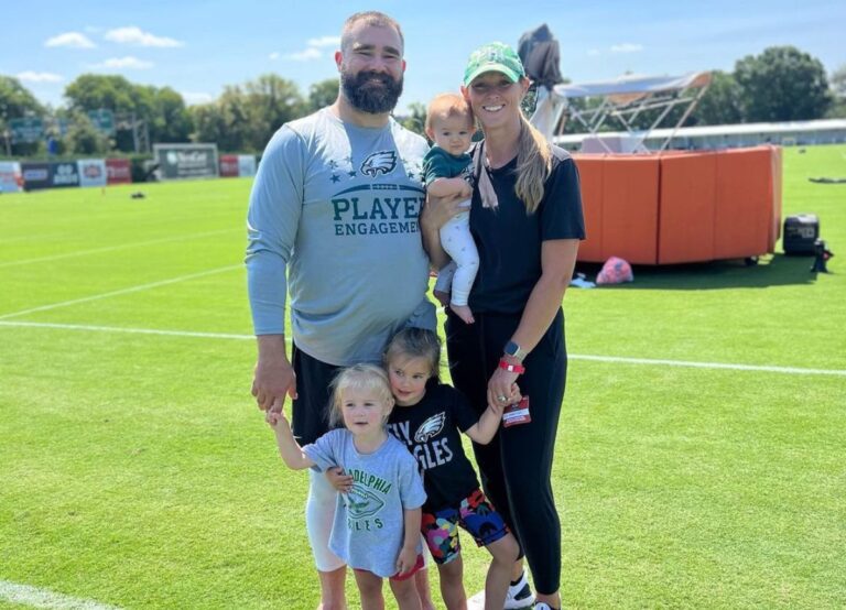 Jason Kelce Seen With His Entire Family During The Eagles' Training Practice
