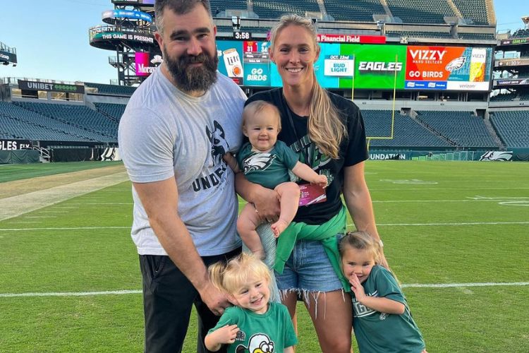 Jason Kelce Pictured With His Wife, Kylie And Their Three Girls 