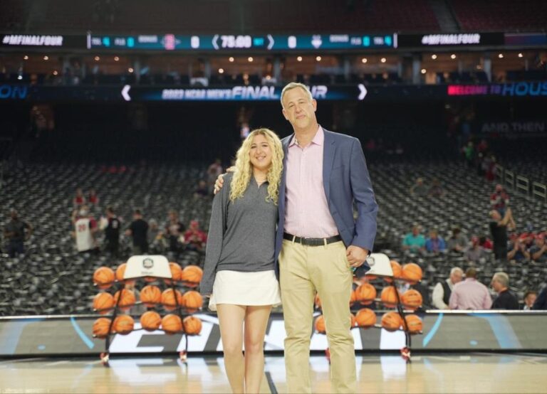 Jeff Goodman Pictured With His Daughter Talia Goodman At NRG Stadium