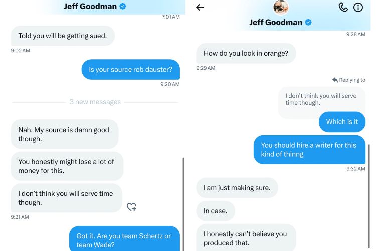 The Messages Sent By Jeff Goodman To BlueDemonDegen Over The Documentary