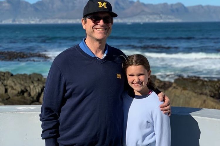 The Wolverines Coach Pictured With His Daughter, Addison Harbaugh