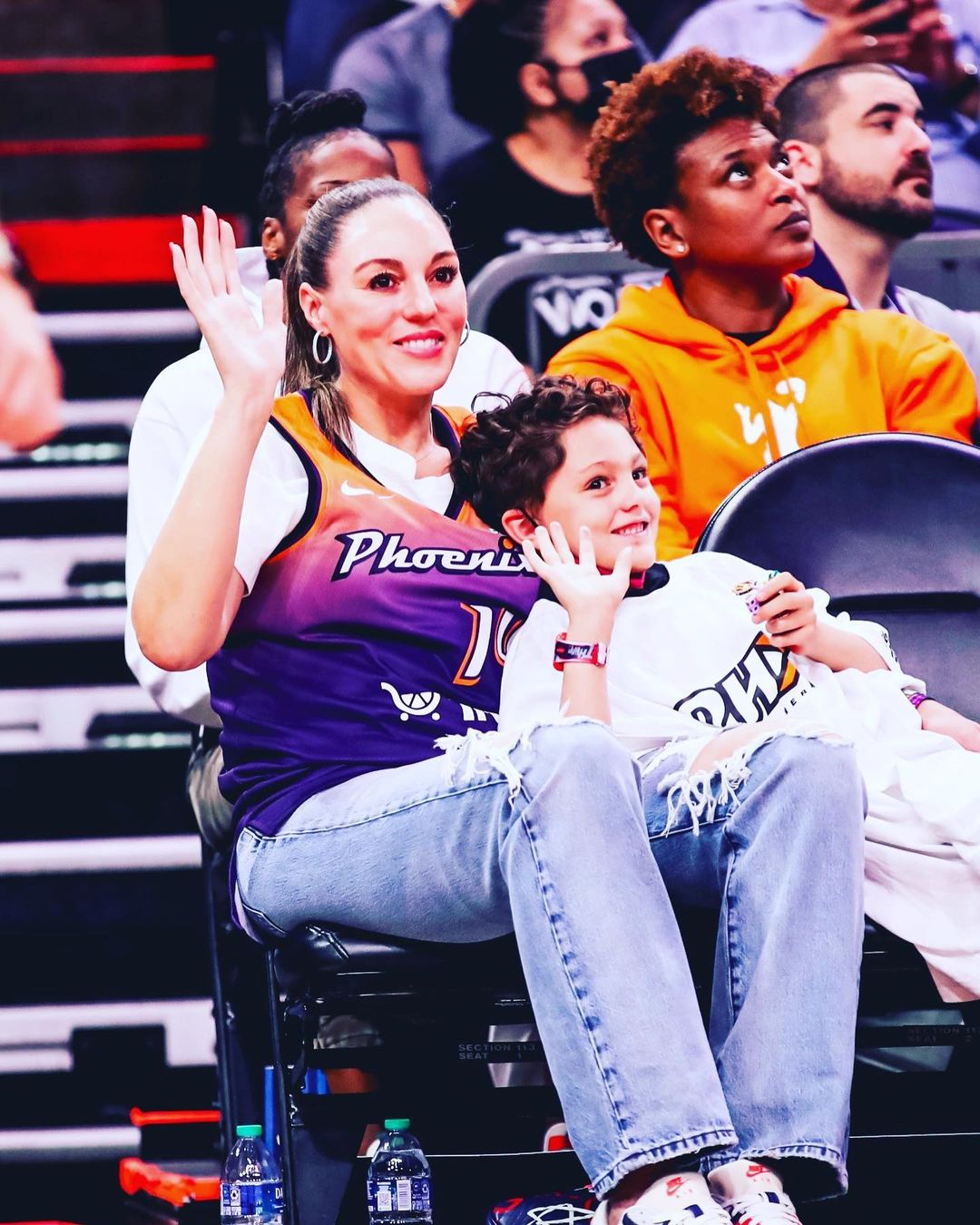 Adia Barnes Attending A Phoenix Mercury Game With Her Son