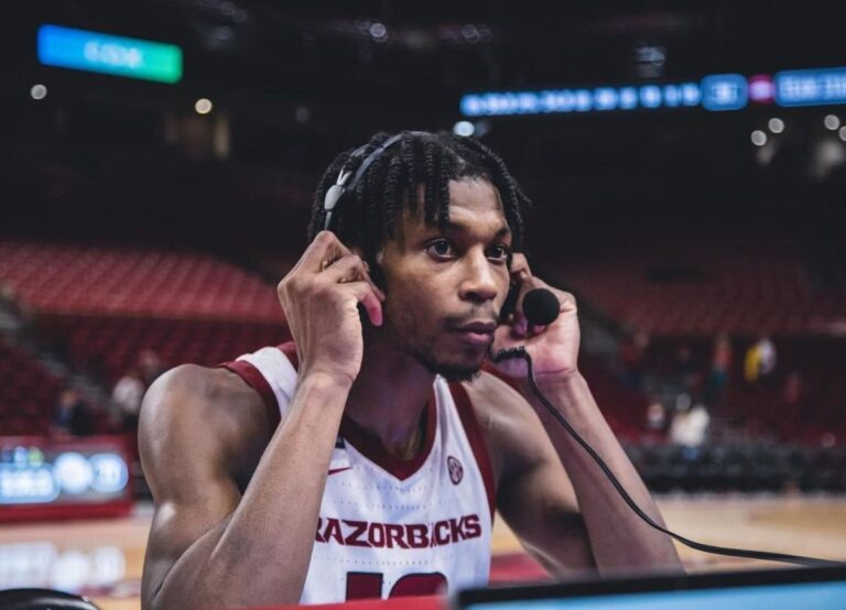 Tramon Mark Pictured During The Post Match Razorbacks Game