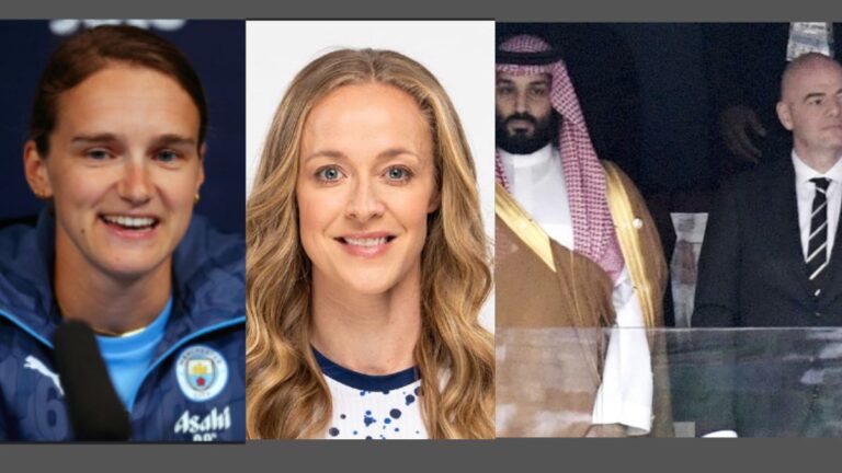 Becky Sauerbrunn and Vivianne Miedema protest FIFA's Aramco deal