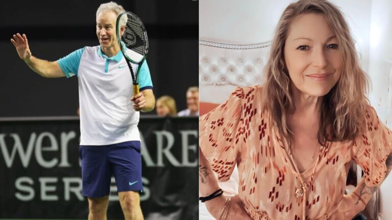 John McEnroe and his ex-wife in two different frame