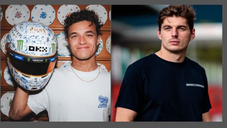 Collage image of Lando Norris Max Verstappen