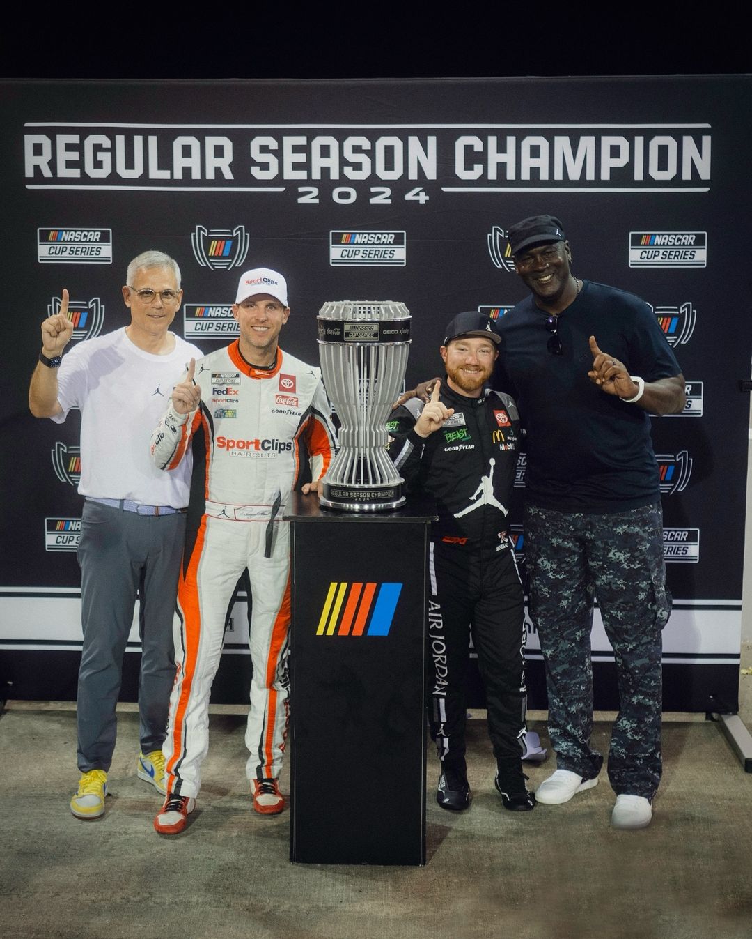 Michael Jordan, denny hanlim and others of the 23XI Racing in a picture ...