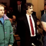 Tonya Harding’s bodyguard Eric Eckardt (Left) and fellow defendent Derrick Smith (Right) are joined by Smith’s attorney Robert Goffredi on January 14,1994