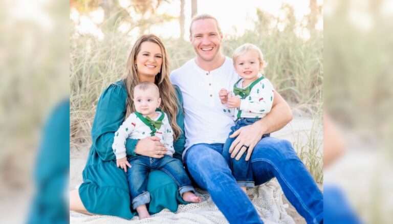 Andrew Van Ginkel with his wife, Samantha Van Ginkel, and their two kids