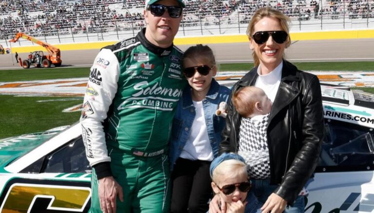 Brad Keselowski Pictured With His Wife Paige, And Their Three Kids, Autumn (Bottom), Scarlett (Middle) And Maize In March 2024 At The Phoenix Raceway