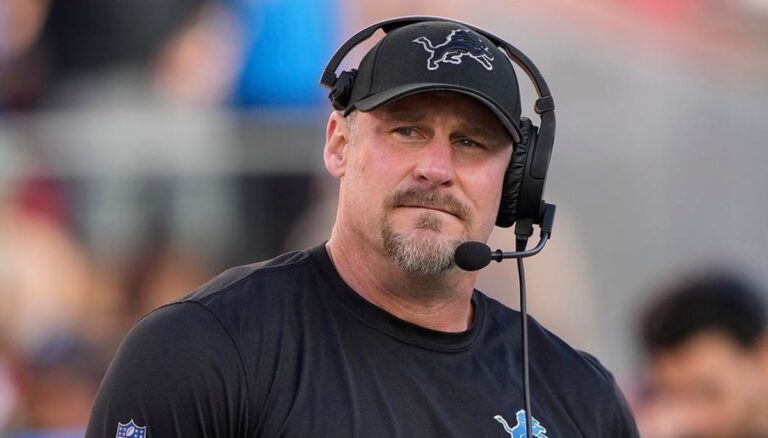 Dan Campbell's Net Worth Has Seen A Stunning Growth In The Last Couple of Years, Campbell Pictured Above Standing Field Side During Week 1 Of The 2024 NFL Season