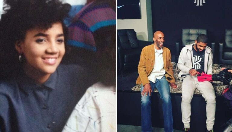 Kyrie Irving's mother on the left and his father on the right