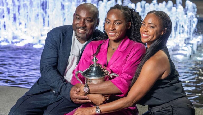 Coco Gauff with her parents Corey and Candi Gauff