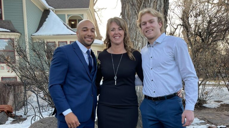Austin Ekeler (left) with his mother Suzanne and his half-brother Wyett.