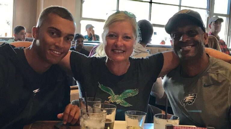 Mack Hollins with his parents, Karyn and Richard.