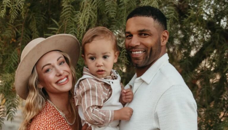Former Seattle Seahawks' Player Golden Tate Pictured With His Wife Elise Tate And Their Youngest Child Isaiah Tate On Easter In 2024