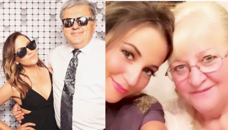 Sportscaster Kay Adams with her father Czesui and mother Basia