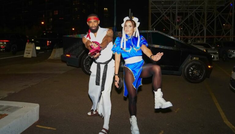 Minnesota Timberwolves Point Guard Mark Conley Pictured With His Wife Mary Conley Dressed As Ryu And Chun Li From The Game Street Fighter For Halloween 2024