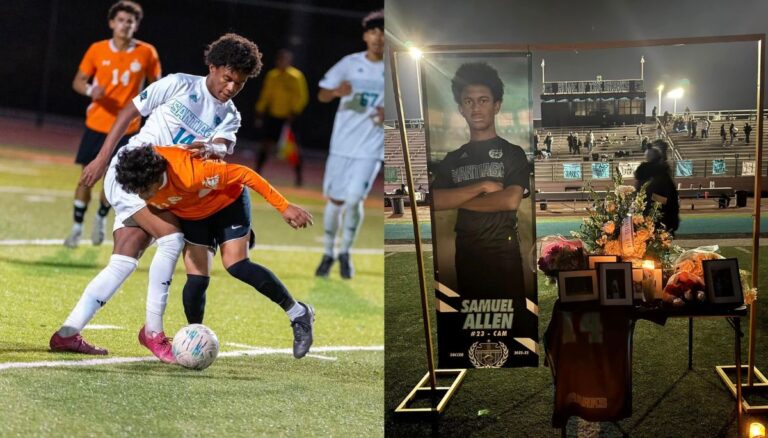 Samuel Allen while playing soccer for Santiago High School