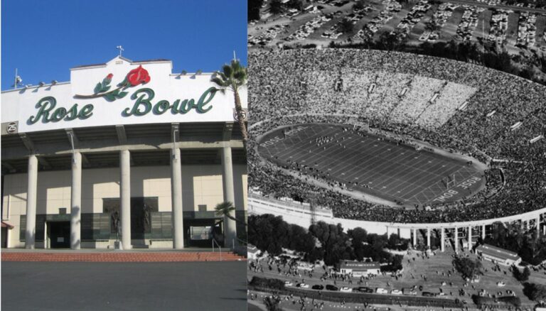 The Rose Bowl stadium before and after