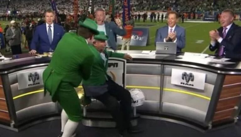 Lee Corso Nearly Fell Down But Was Saved By The Mascot