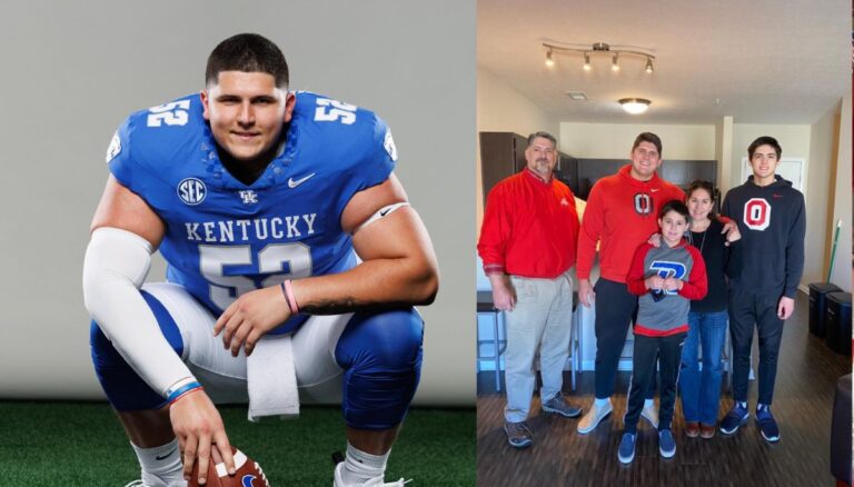 Ben Christman with his family (Left) and while playing for Kentucky Wildcats (Right)