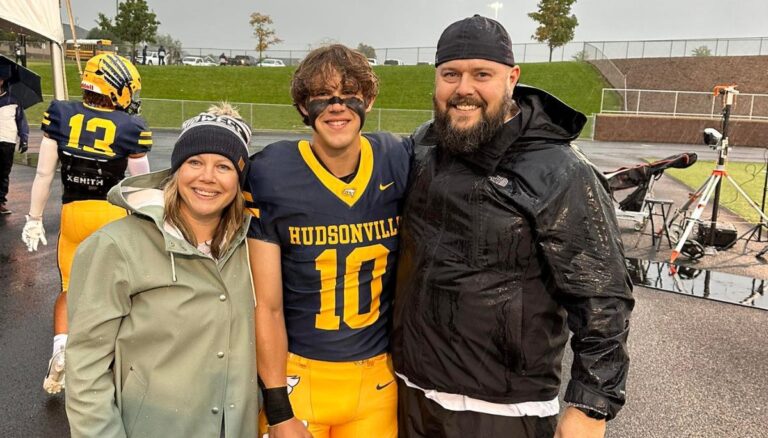 Chase Ciolek with his parents Jody and Tom