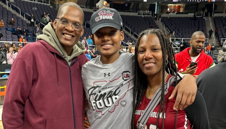 Sania Feagin with her parents Charles and Sherri Feagin