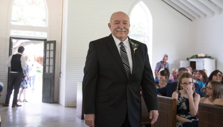 Texas City High School Alum Pictured Entering The Church On His Granddaughter Lyndsay's Wedding Day In 2019
