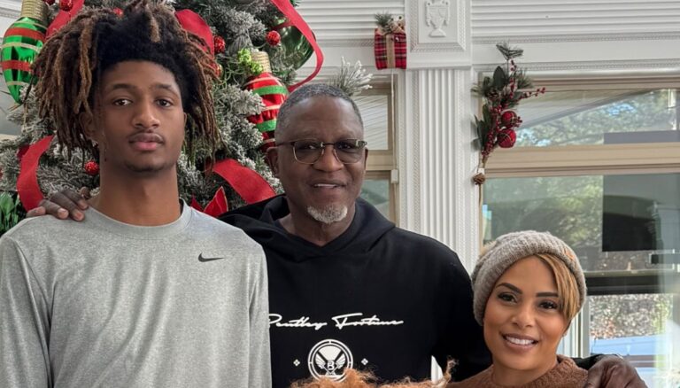 Dominique Wilkins with his wife and son