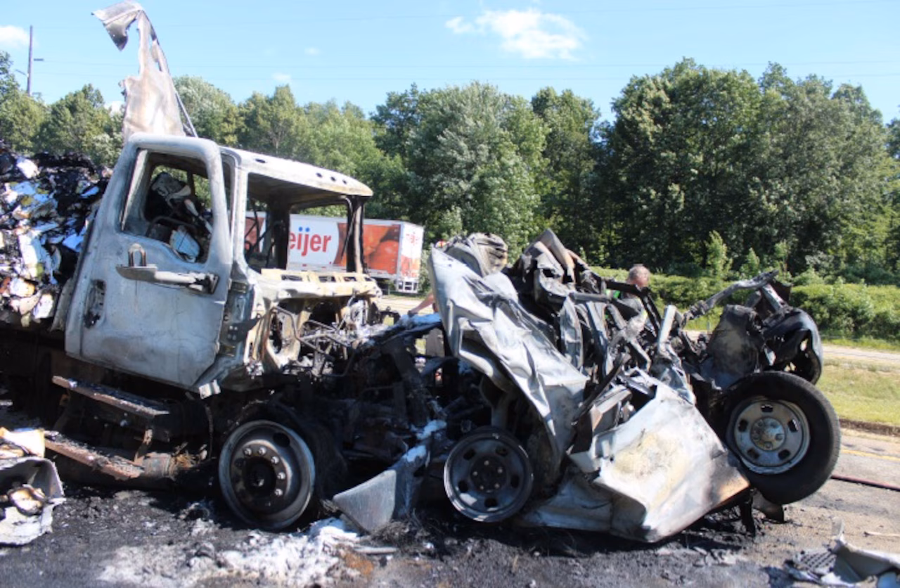 Two people were killed in a fiery crash near an I-96 construction zone in Ionia County.