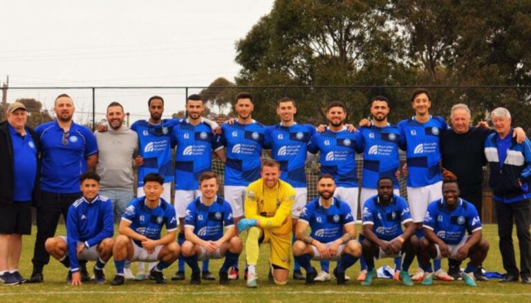 Coach Bill Georgopoulos With Westvale Olympic FC Team