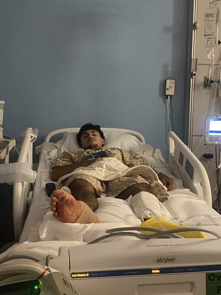 Jaden Lopez is lying in the hospital bed after the surgery.
