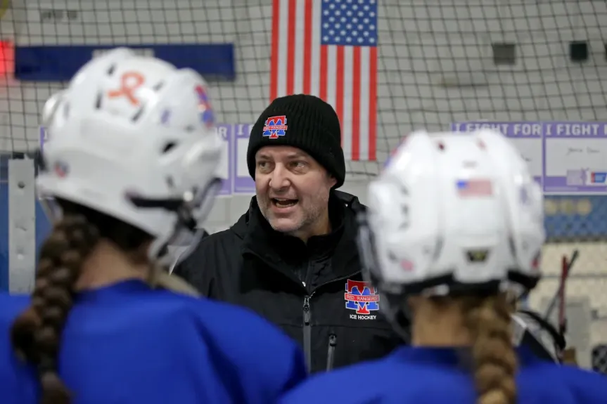 Methuen and Tewksbury girls hockey coach Dave O’Hearn talks to his team this past season