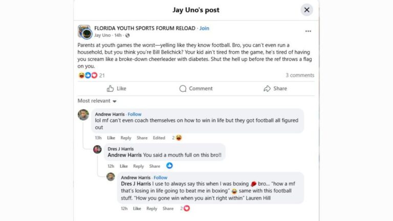 Florida youth sports parents yelling