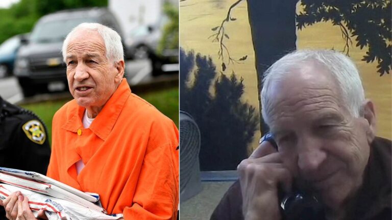 A picture collage of the Penn State coach, Jerry Sandusky, who was convicted of child sexual abuse.