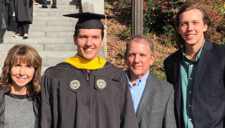 Logan Gilbert with His Parents Keith and Noel and His Brother Tyler