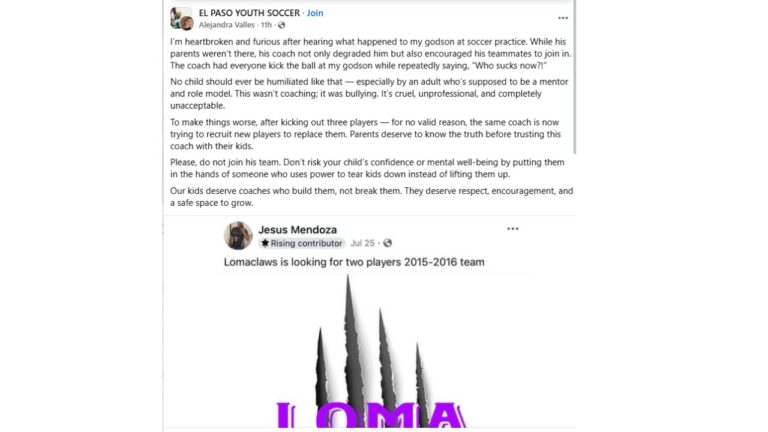 El Paso youth soccer coach bullying