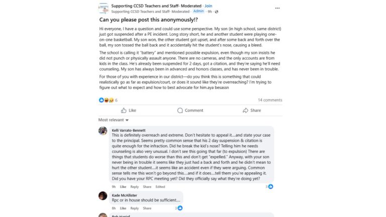 CCSD student suspension PE incident