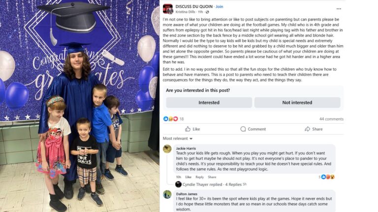 Girl hits boy with epilepsy at football game