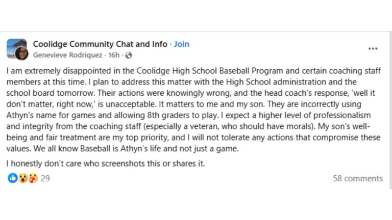 Coolidge High School Baseball controversy