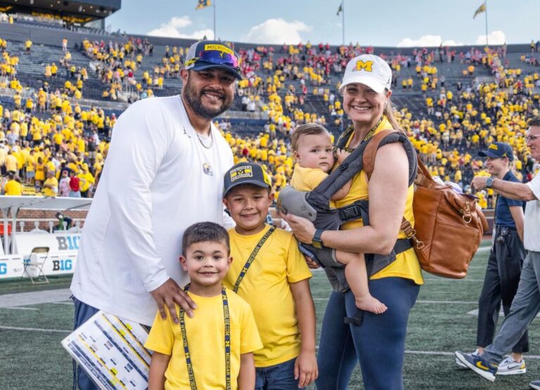Ex-UC Davis pitcher and D1 coach, Jessica Brown, remains the rock behind husband JB Brown, recently fired as Michigan’s special teams coordinator, and their young family in Ann Arbor